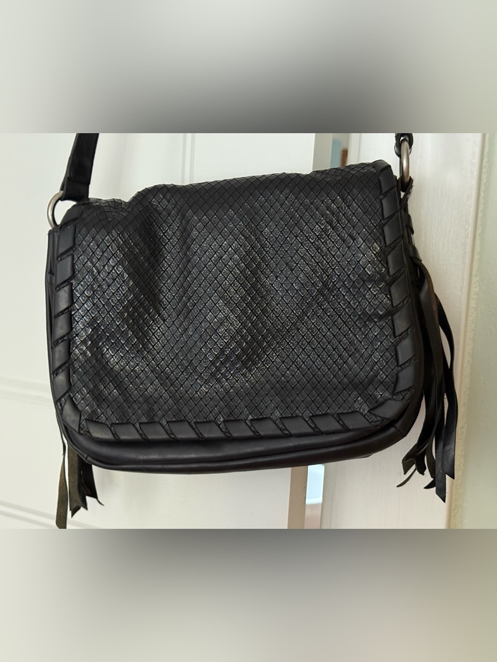 Frye “Layla” Concho Crossbody in Black Leather